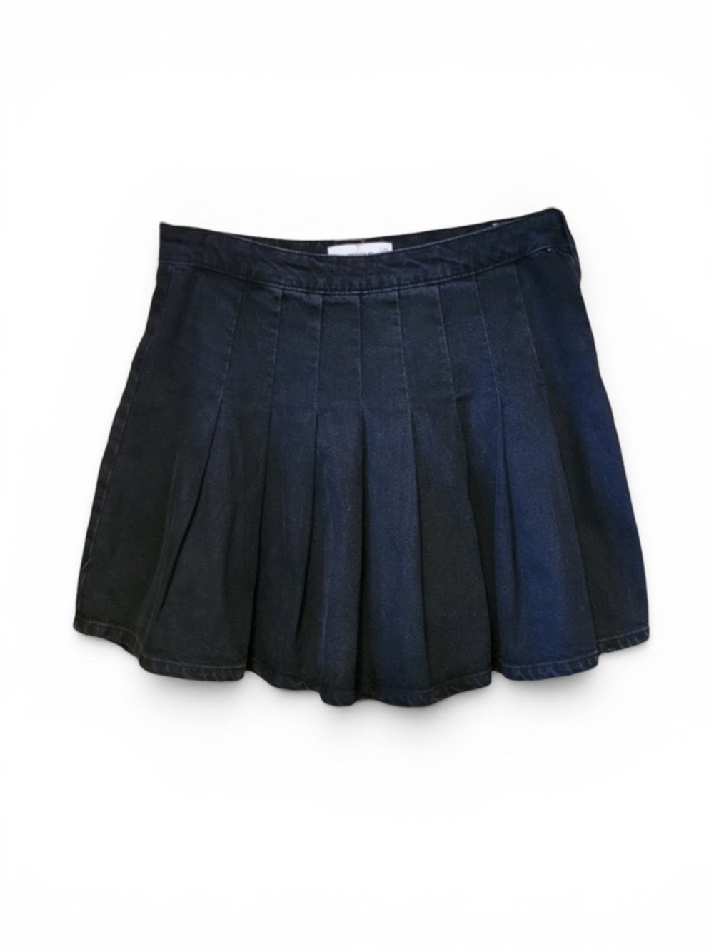 Pleated Denim Miniskirt in Black  Grunge Coquette Retro Y2K Style large